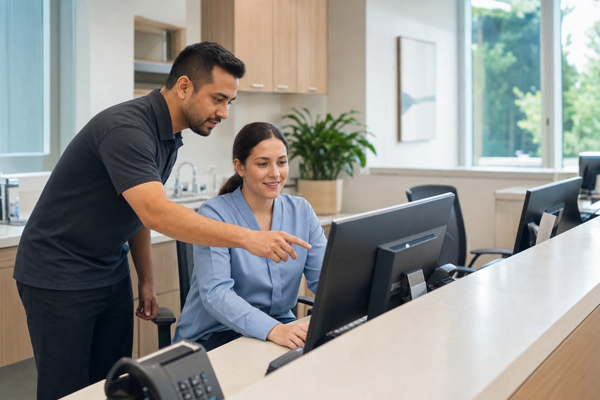 Illustration of coordinated IT support in a healthcare clinic