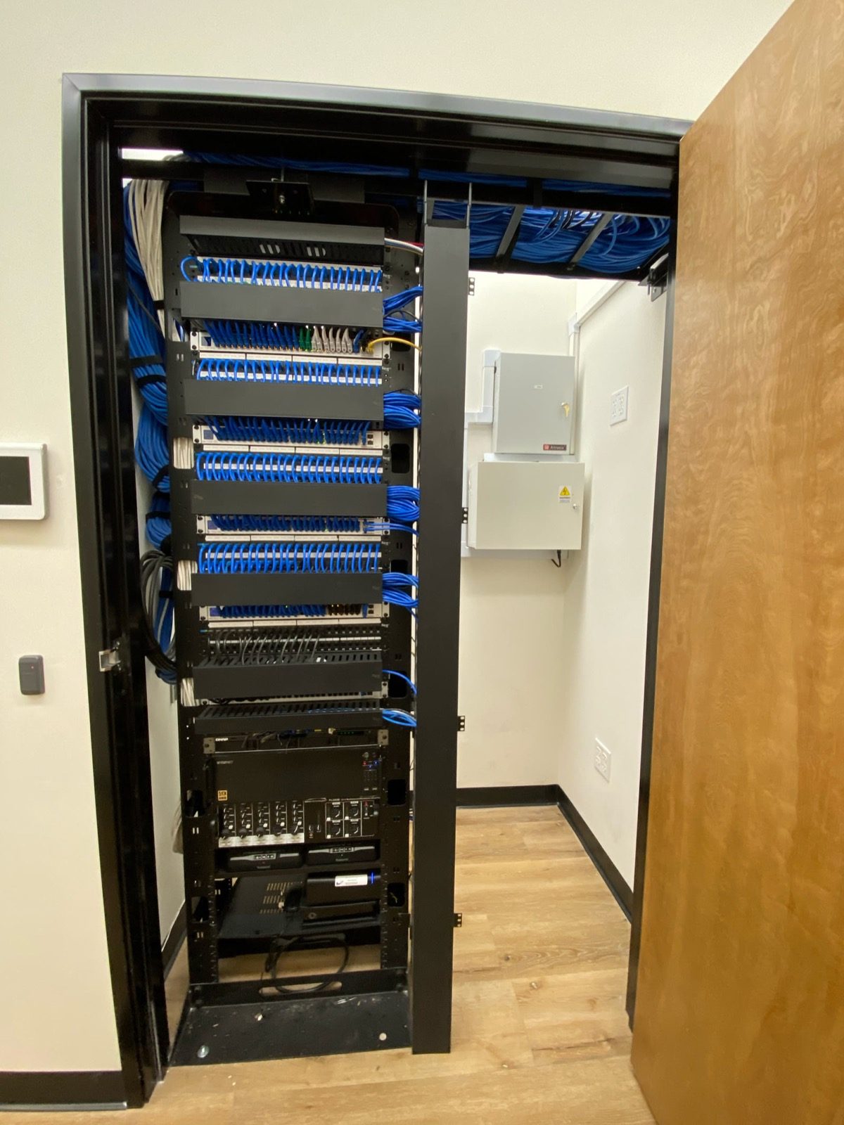 Structured network rack and secure cabling supporting a healthcare office
